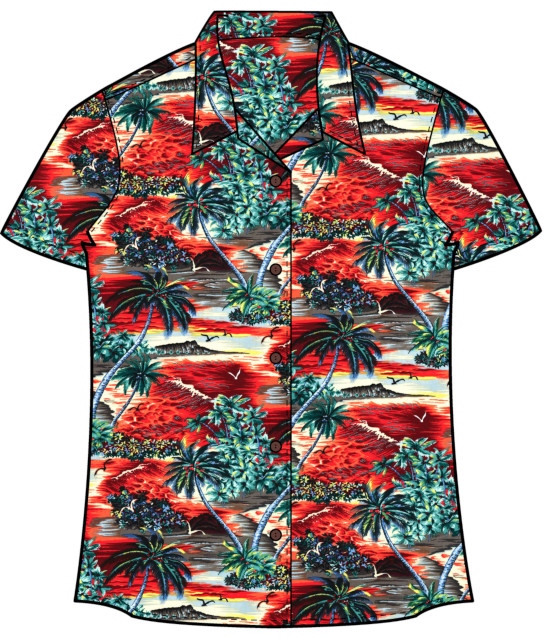Women's Island Sunset Vintage Hawaiian Shirt- Made in USA